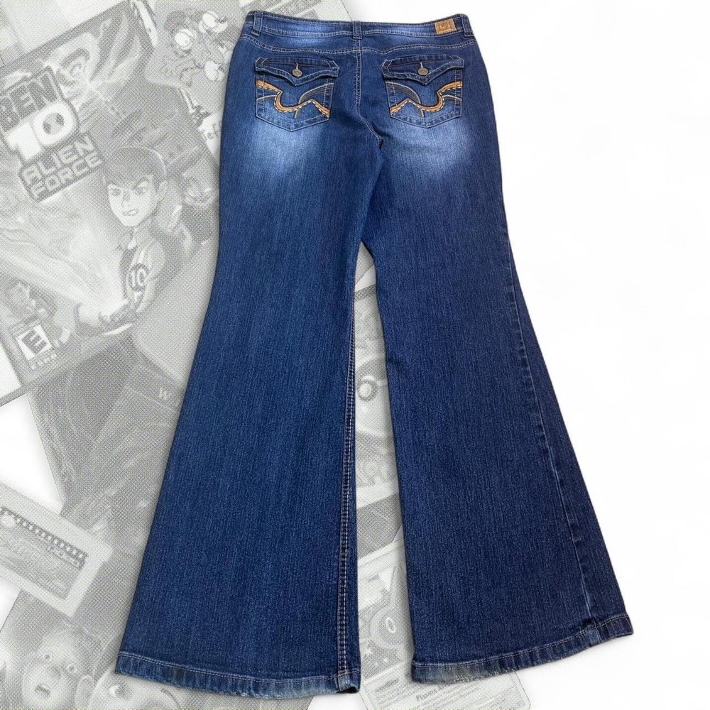 Vintage Y2K Dark Wash L.E.I Sophia Hipster Flare Denim Western Bootcut Jeans